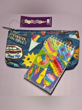 NWT iscream Bundle Pencil Case Memo Pad Embroidered Patches Sugar Candy Themed